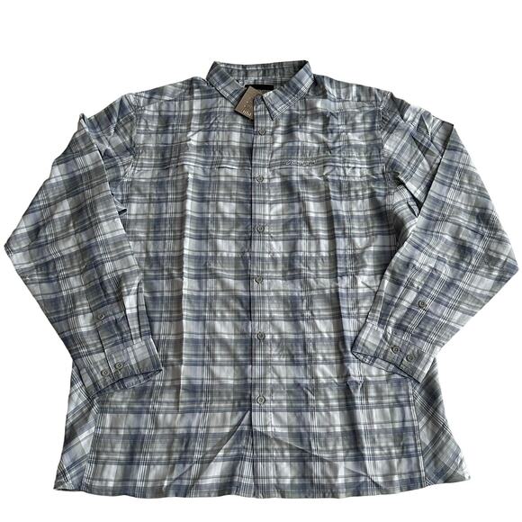 Sage NWT Guide Shirt UPF 50 Pure Cool Fishing Blue Plaid Long Sleeve XL - Picture 1 of 9